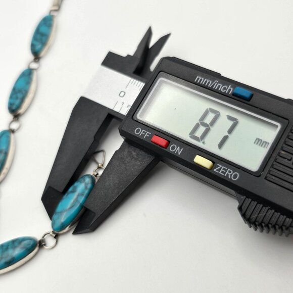VTG Sterling Silver & Turquoise Link Tennis Bracelet 7" Southwestern - Picture 9 of 10